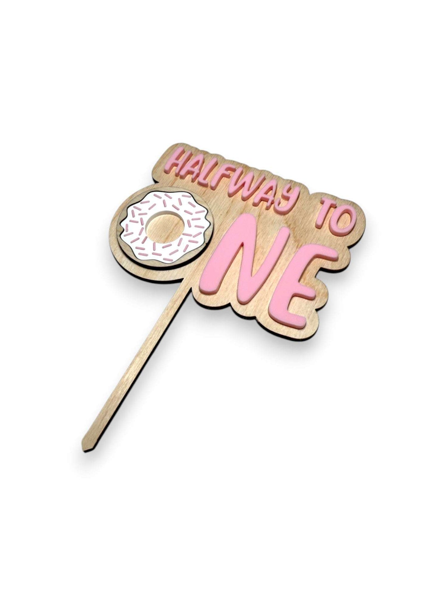 Cute Donut Half Birthday Cake Topper