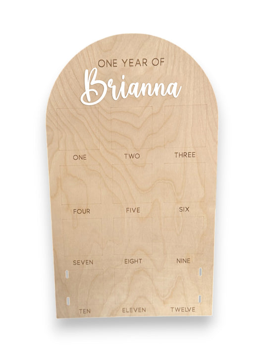 Personalized First Year Baby Milestone Photo Board