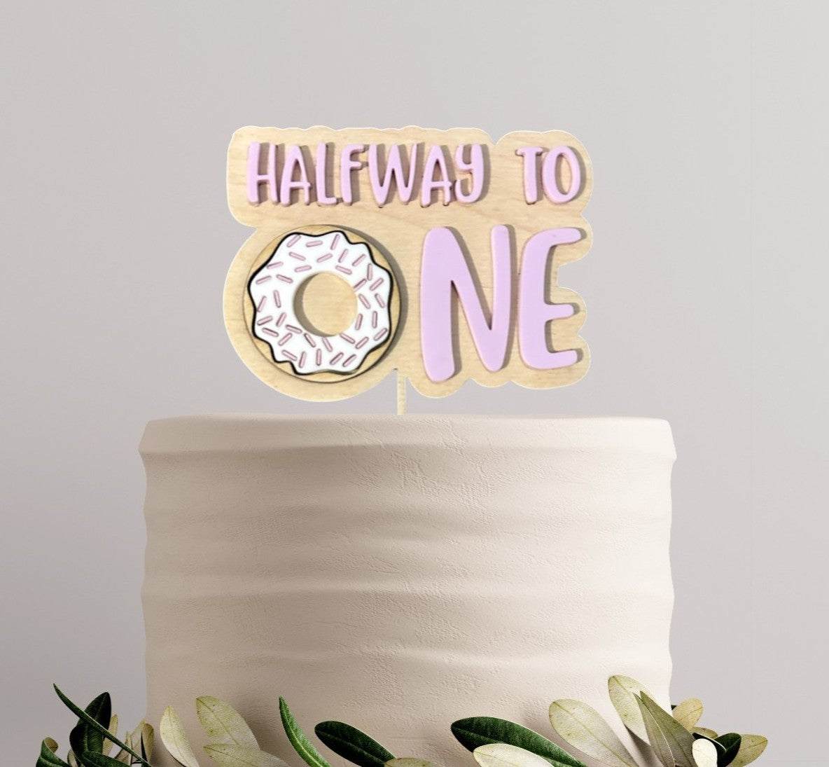 Cute Donut Half Birthday Cake Topper