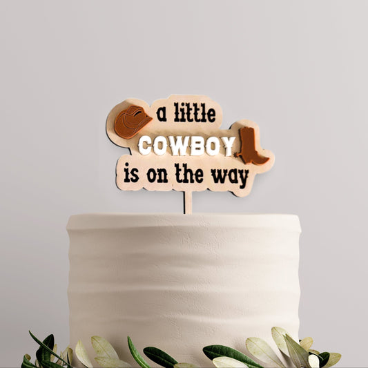 Cowboy on the Way Cake Topper - Cowgirl on the Way Cake Topper - Baby Shower Cake Toppers