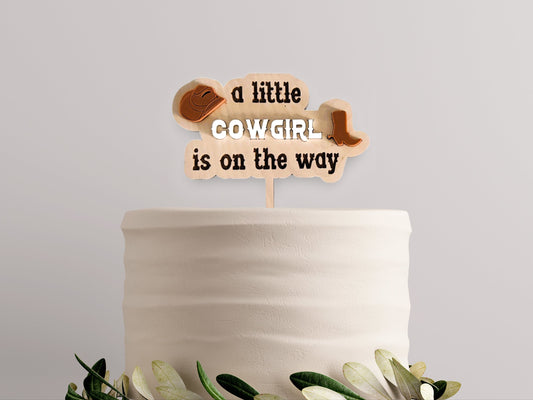 Cowboy on the Way Cake Topper - Cowgirl on the Way Cake Topper - Baby Shower Cake Toppers