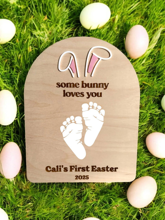 Personalized Easter Bunny Footprint Sign