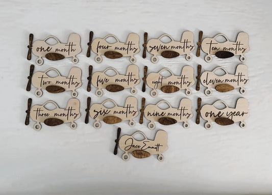 Custom Wood Airplane Baby Milestones - Baby Shower Gift