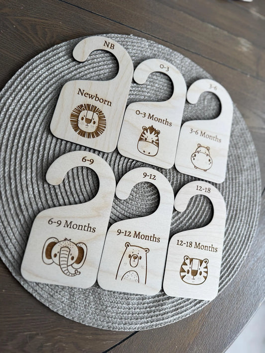 8 Pack Baby Closet Dividers with Safari Animals