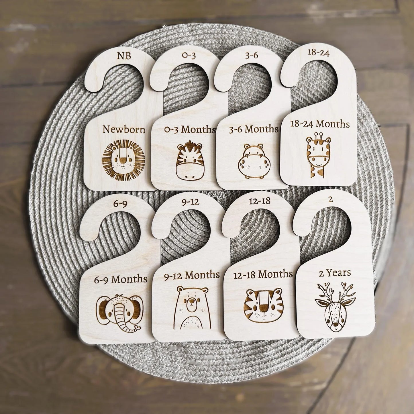 8 Pack Baby Closet Dividers with Safari Animals