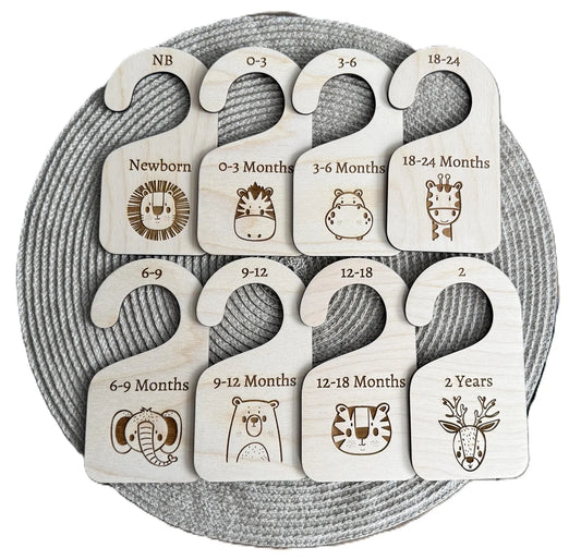 8 Pack Baby Closet Dividers with Safari Animals