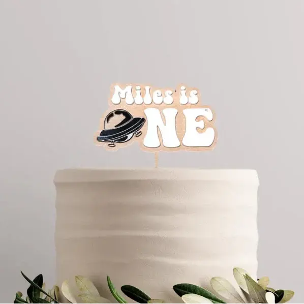 Personalized UFO Cake Topper