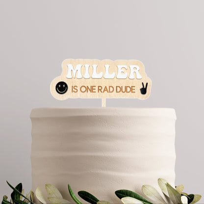 Personalized One Rad Dude Cake Topper - 1st Birthday Party