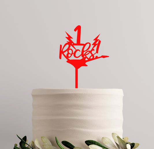 1st Birthday Rockstar Acrylic Cake Topper