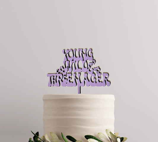 Young, Wild & Three Acrylic Cake Topper